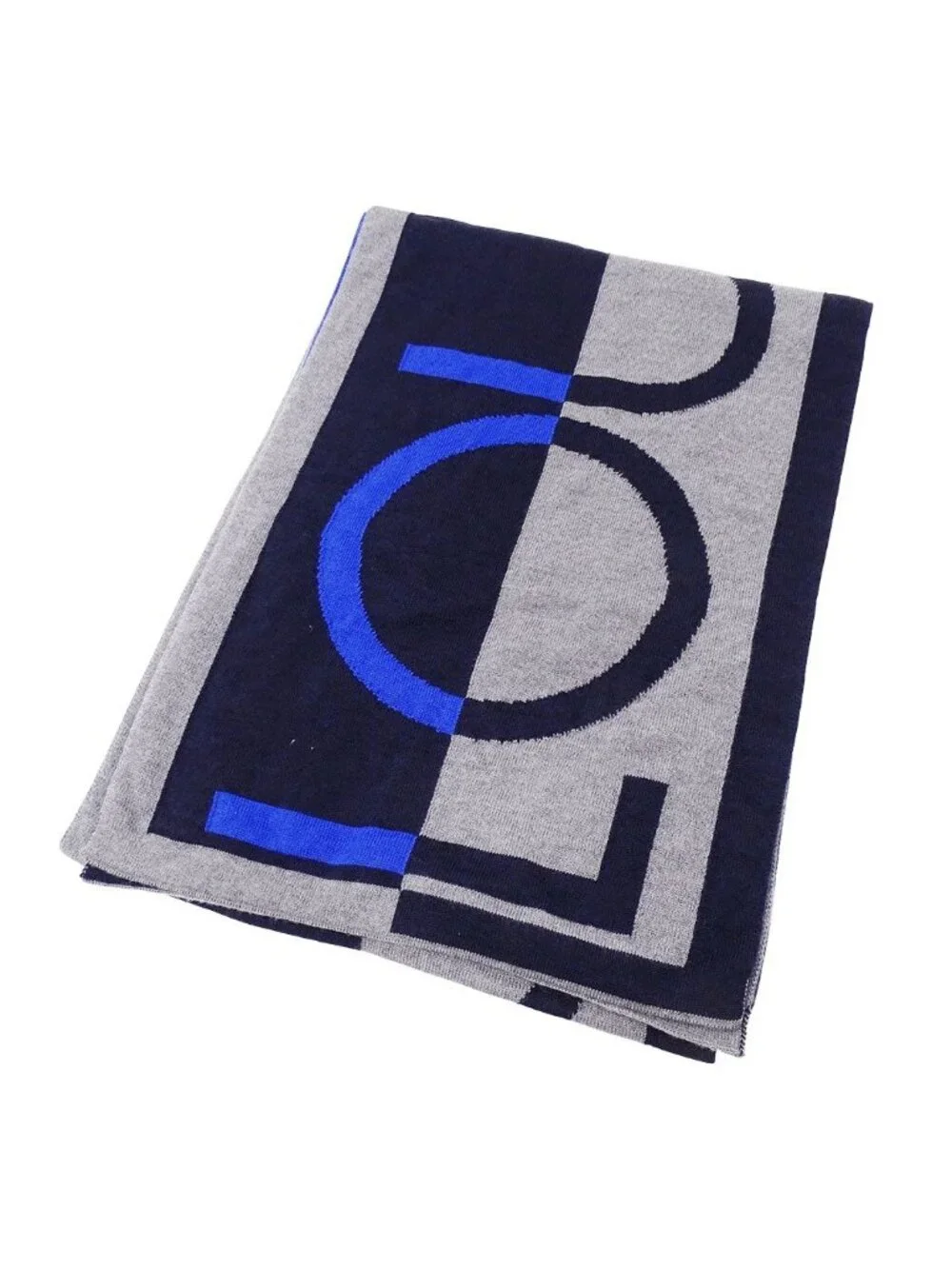 Louis Vuitton Scarf Shawl Wool Echarpe LV Horizon Gray Blue Fall Winter Warm